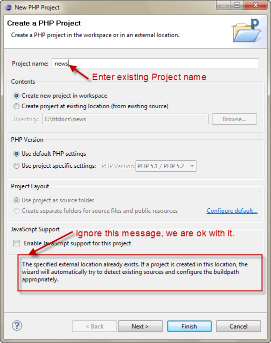 Create new eclipse project