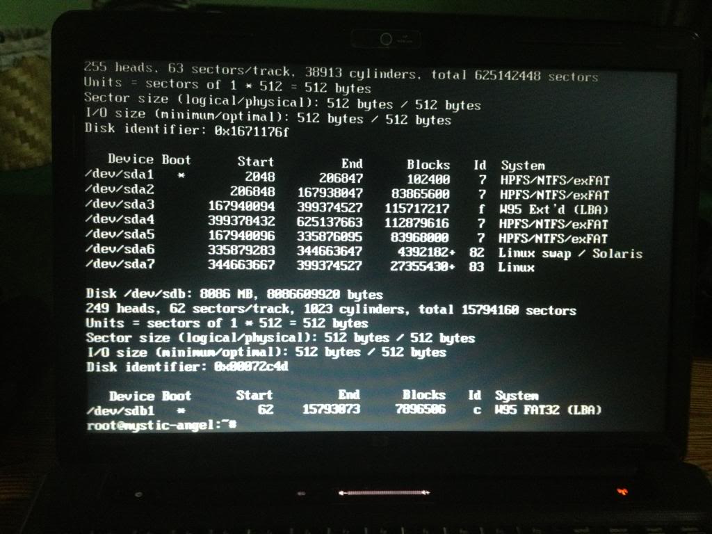 Output of fdisk -l