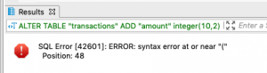 Alter table error