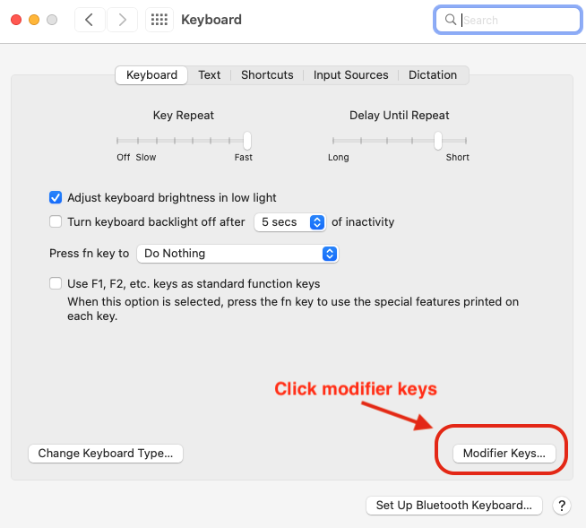 MacOS Keyboard Settings